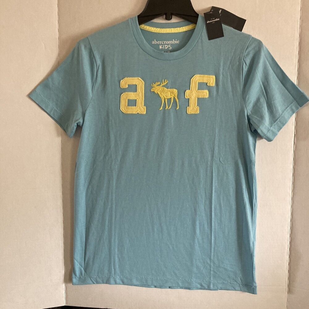 New! Abercrombie kids a&f moose Short sleeve blue shirt size 15/16